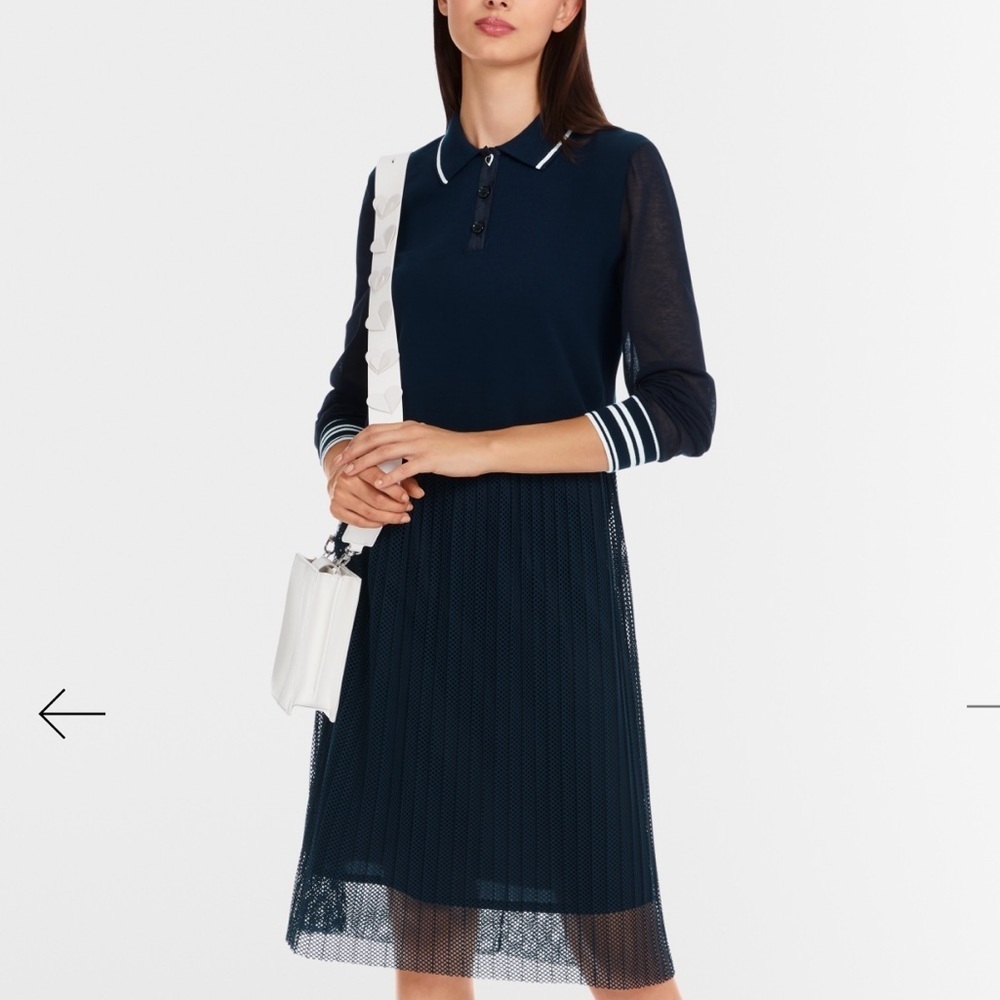 Marc Cain Navy Button-Up Dress - Elevated Streetwear- Size XL - Picture 10 of 12